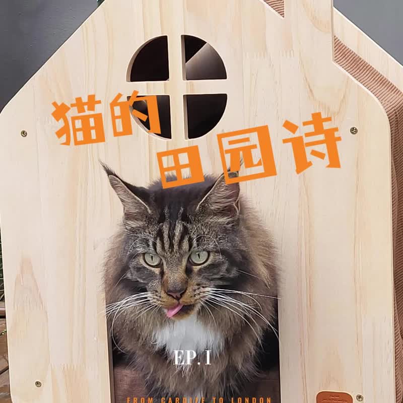 Meow's Idyllic Solid Wood Cat Room Cat Nest Bed Autumn and Winter Warmth Enclosed Four Seasons Environmentally Friendly Safety Pet Avoidance - ที่นอนสัตว์ - ไม้ สีนำ้ตาล