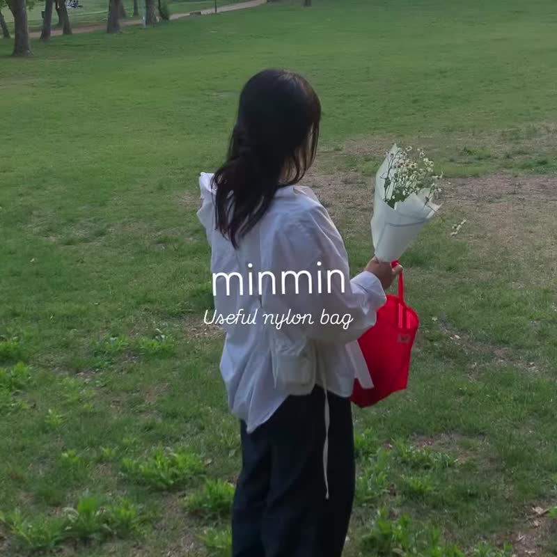 現貨 - 韓國品牌 MINMIN 輕透實用尼龍袋 - 熱情紅 - 側背包/斜背包 - 尼龍 紅色