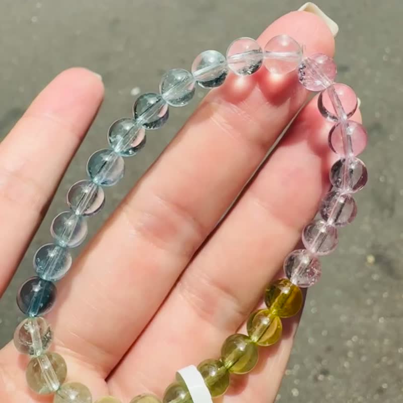 精品級自用天然彩色摩根石水晶6.5mm11.55g釋放壓力情感療癒 - 手鍊/手環 - 水晶 多色