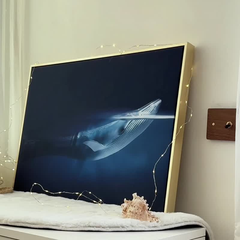 【微瑕特惠】【福利品】靈感 - 療癒動物鯨魚掛畫/海洋生物/大自/ - 海報/掛畫/掛布 - 棉．麻 藍色