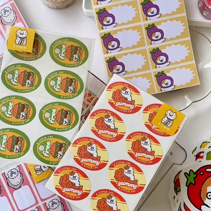 3 little cats/meow retro restaurant sealing stickers/handbook stickers/2 patterns - สติกเกอร์ - กระดาษ หลากหลายสี