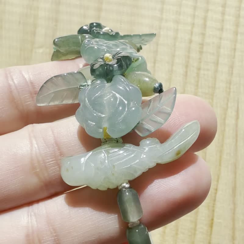 手工編織翡翠手鍊 — 天際之歌 - 手鍊/手環 - 玉石 綠色