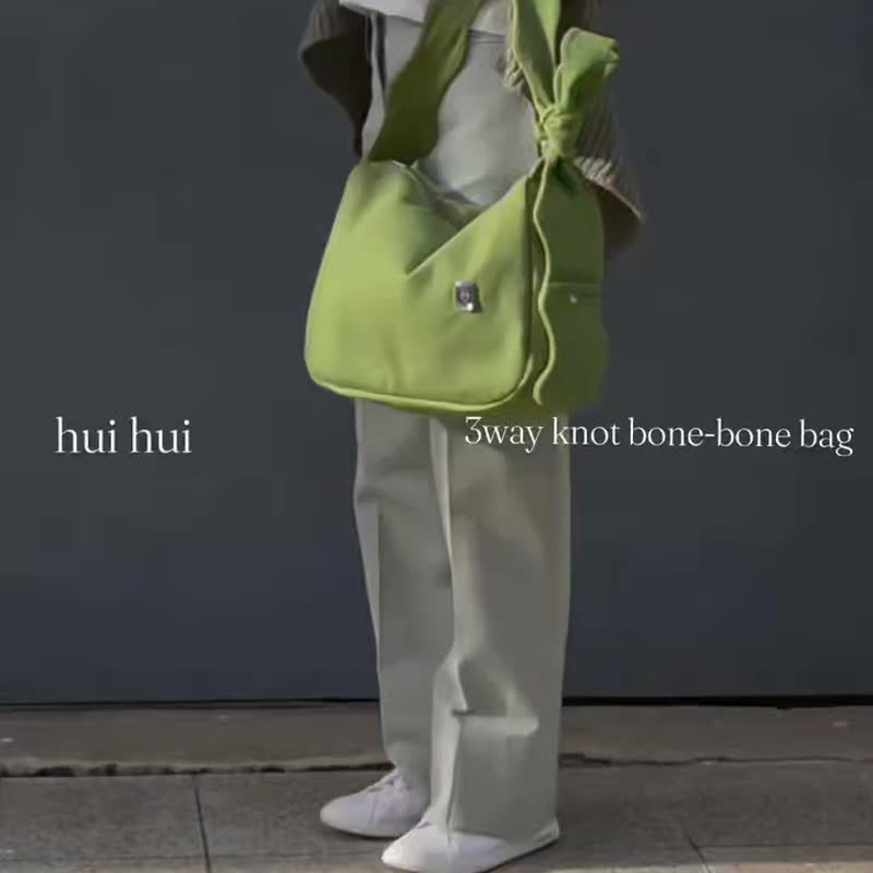 PDF線下取貨 Pre-order at Pinkoi Fest - 3way knot bone bone bag - 手提包/手提袋 - 棉．麻 綠色