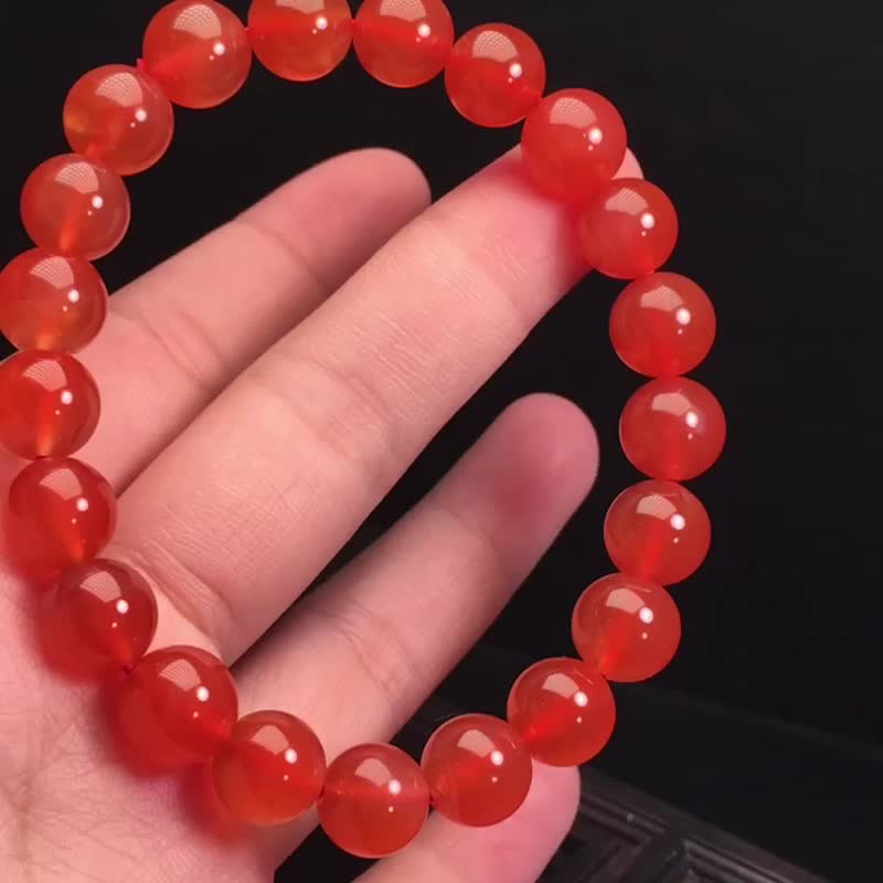 精品保山南紅冰紅手鏈 顏色豔麗 比冰 透 紅 晶體干淨 - 手鍊/手環 - 水晶 