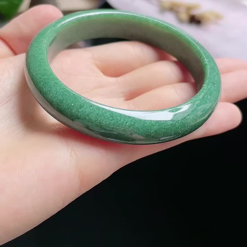 冰種 天然翡翠 緬甸 A玉 玉鐲 • 糯冰種翡翠福鐲 - 手鍊/手環 - 玉石 綠色