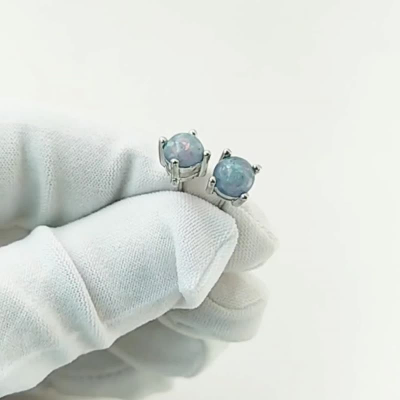 Silver earrings,Natural Opal Stone ,stud earrings - Earrings & Clip-ons - Sterling Silver 
