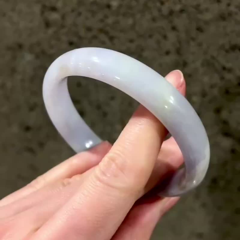 冰種 緬甸翡翠 A玉 玉鐲 • 糯冰種紫羅蘭翡翠福鐲 - 手鍊/手環 - 玉石 紫色