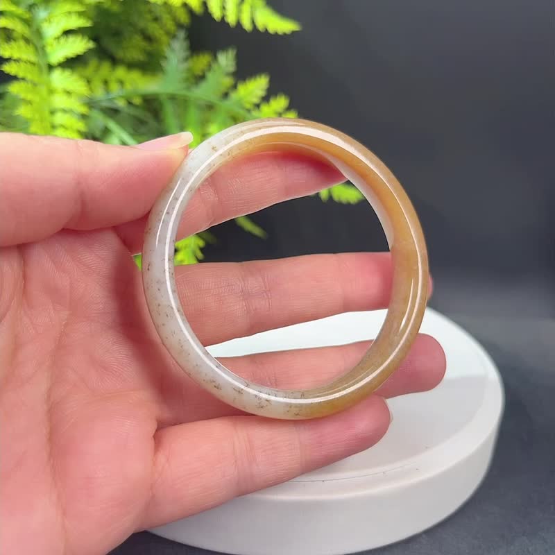 Natural Honey Sugar White Hetian Nephrite Bangle 54MM - สร้อยข้อมือ - หยก 