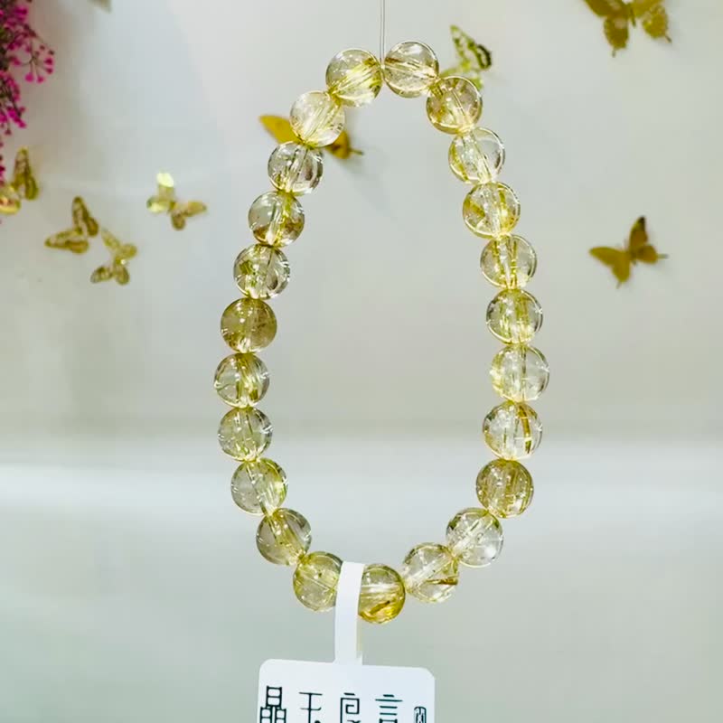 天然輕透料黃金厚板鈦金鈦晶8mm16.65g旺事業避邪主招財陽氣旺 - 手鍊/手環 - 水晶 金色