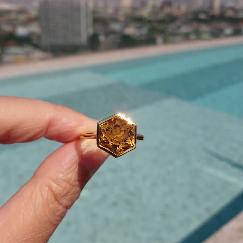 (9K real gold ring) 9K solid yellow gold with citrine - General Rings - Gemstone Multicolor