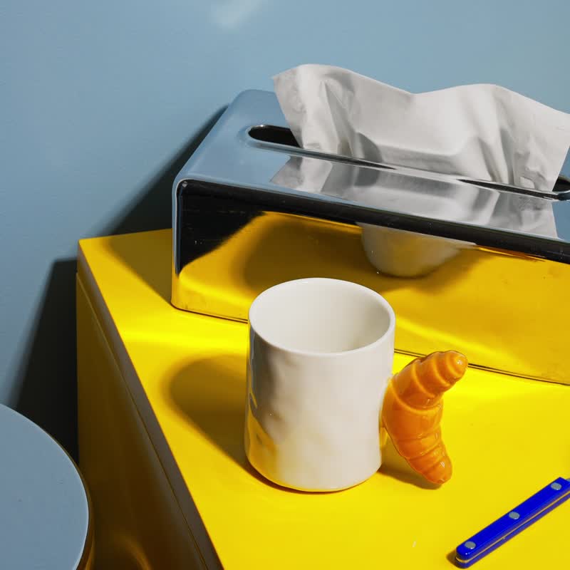 法國 fluid MARKET--可頌馬克杯 Croissant Mug - 咖啡杯/馬克杯 - 陶 白色