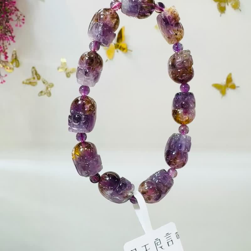 小資本天然貔貅紫鈦水晶15x11mm32.71g可通人體七輪提高靈性 - 手鍊/手環 - 水晶 紫色
