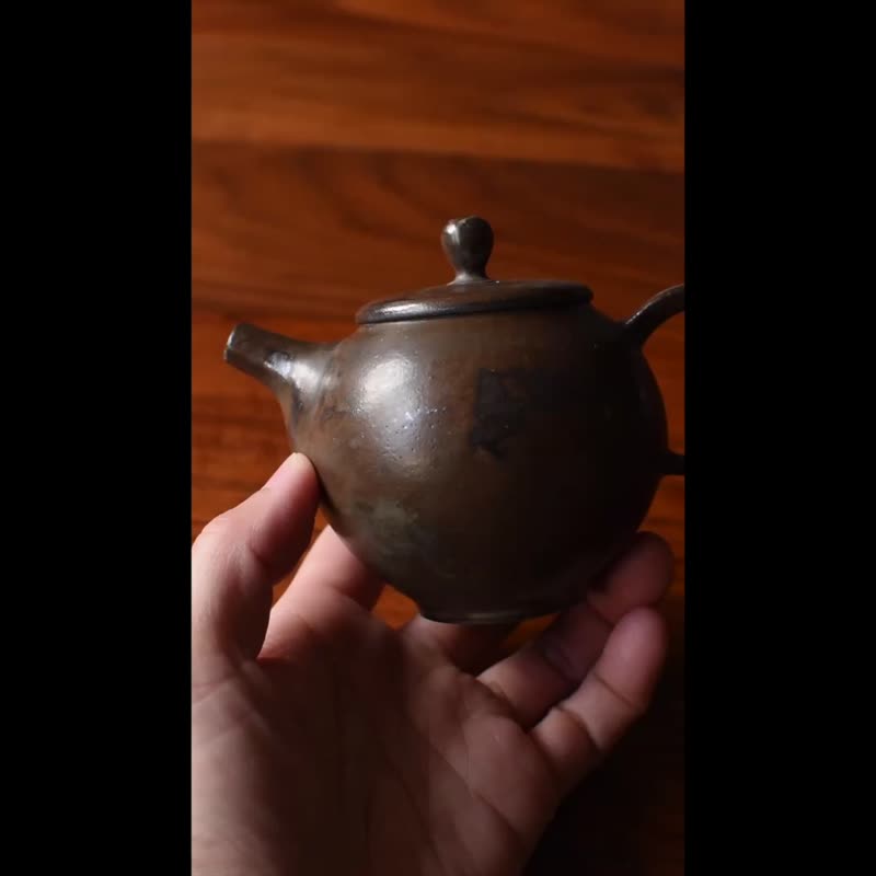 灰釉黑茶壺 - 茶壺/茶杯/茶具 - 陶 咖啡色