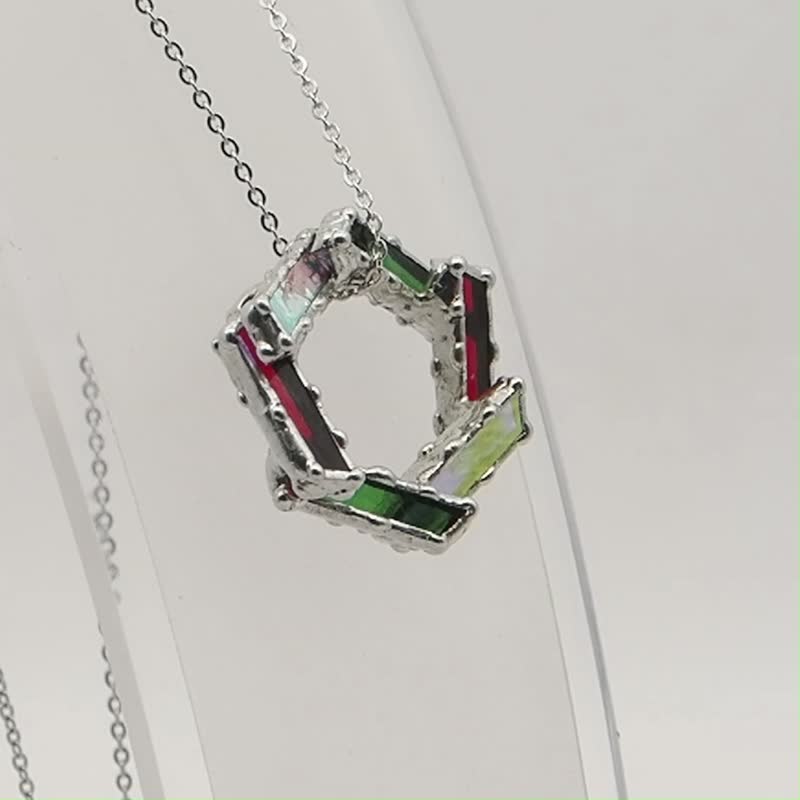 minuteness stained glass helical pendant - Necklaces - Glass Multicolor