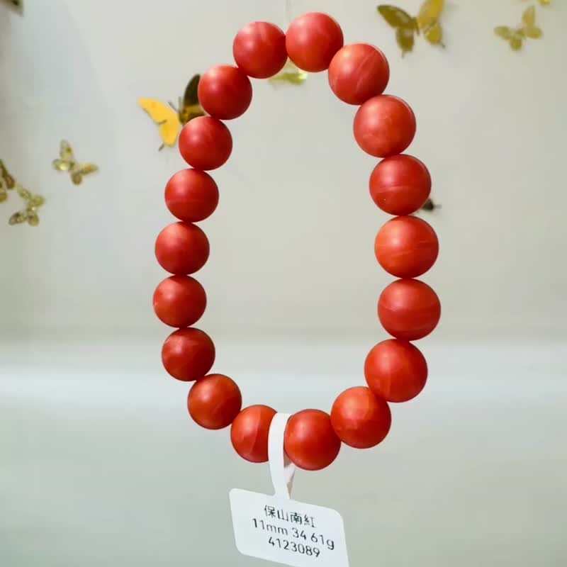 小精品保山柿子紅南紅11mm34.61g熱散寒氣血循環補血養顏 - 手鍊/手環 - 水晶 紅色