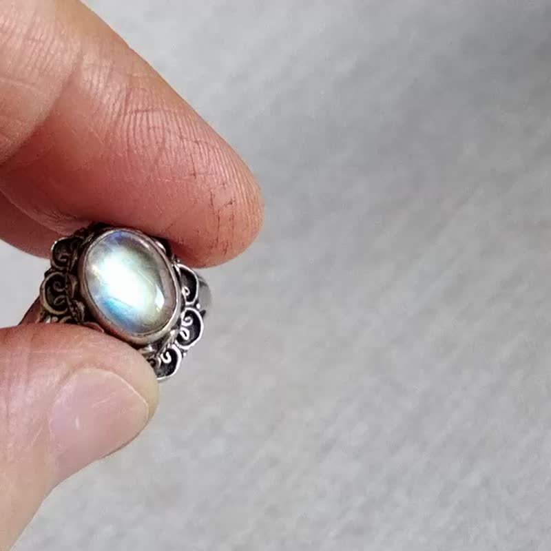 Natural Moonstone Ring Nepal Handmade 925 Sterling Silver - General Rings - Semi-Precious Stones 