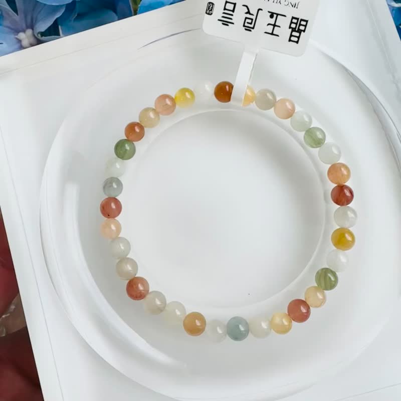 畢業級貓眼濃色彩兔毛水晶4.6-5mm6.68g滿順帶稀有灰兔毛 - 手鍊/手環 - 水晶 多色