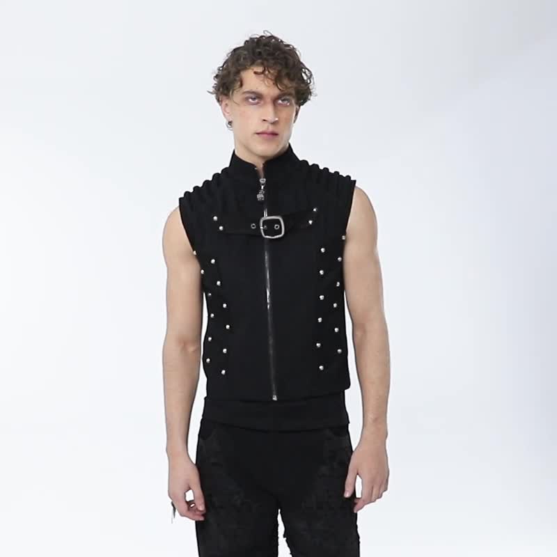 パンクファンタジーファイター ユーズドコットンベスト - ベスト メンズ - その他の素材 ブラック