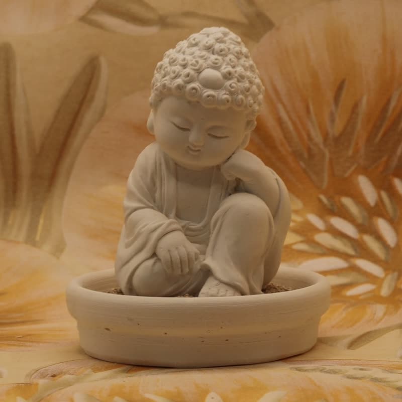 Miniature Small meditation Buddha WD  w/small dish holder set - Fragrances - Other Materials White