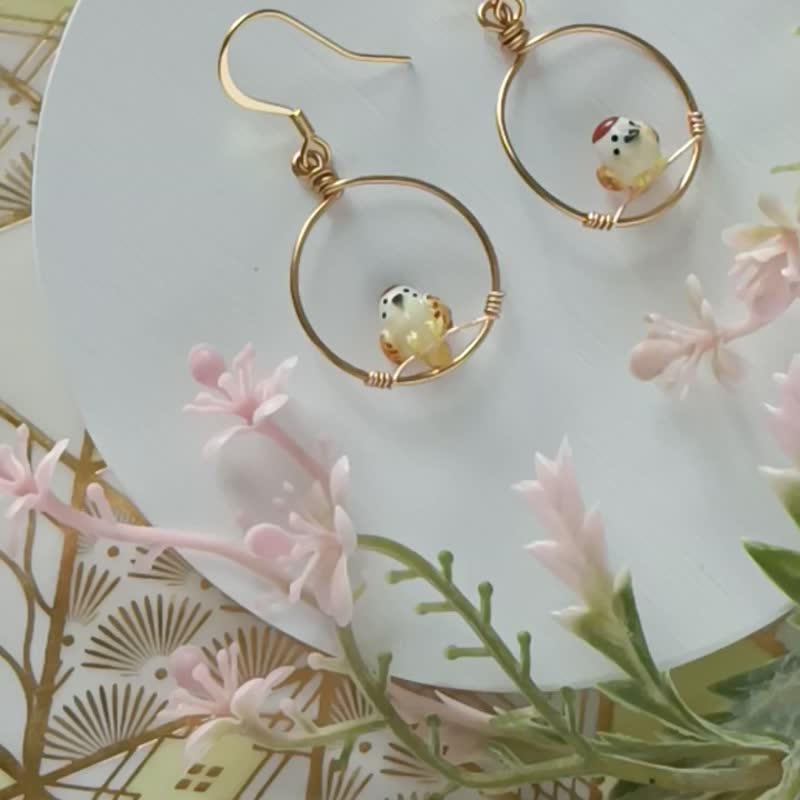 【Clayart】Sparrow earring / clip-on - ต่างหู - ดินเหนียว สีนำ้ตาล