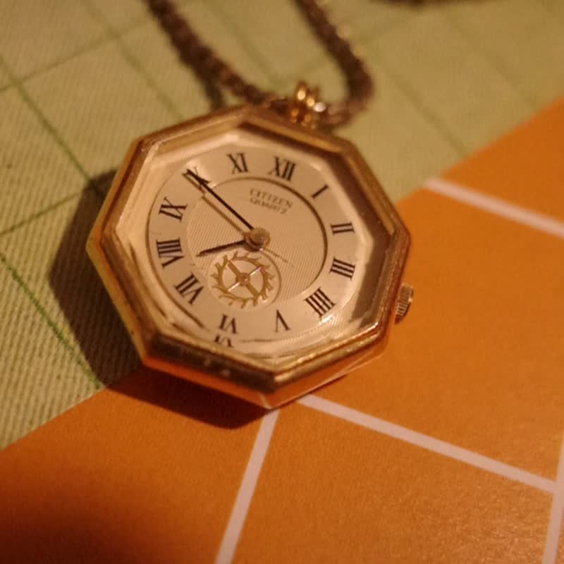 Citizen hexagonal small three-hand quartz pocket watch - นาฬิกาผู้ชาย - โลหะ ขาว