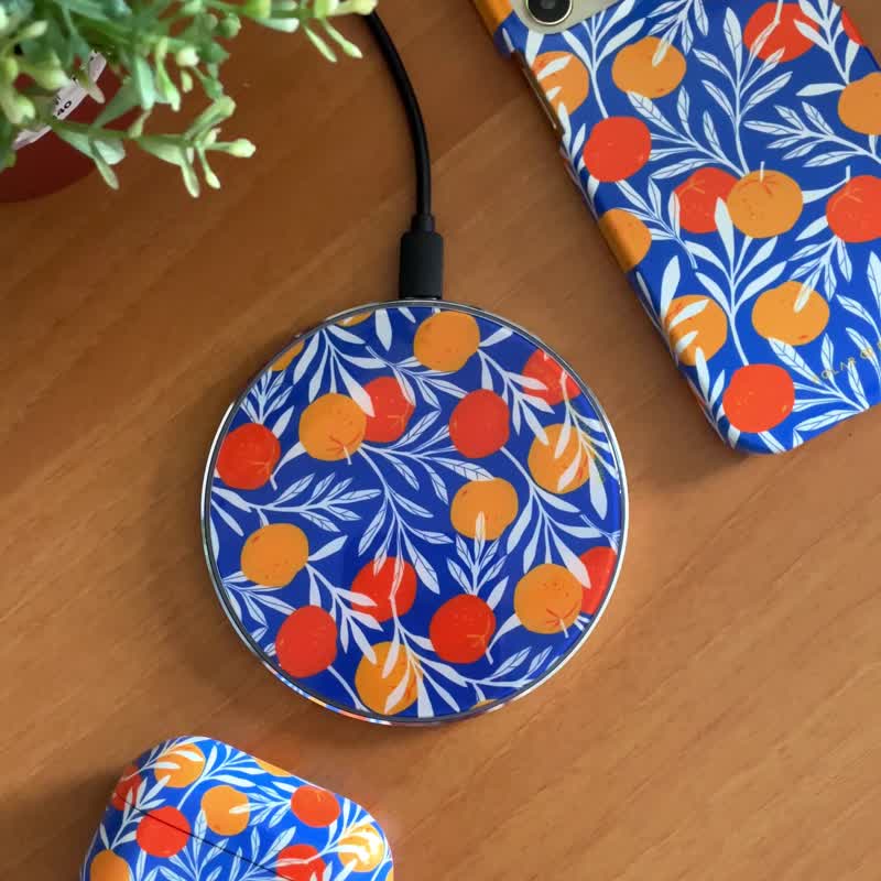 【客製化】夏季橘子 AirPods Pro 2 / Pro / 3 保護殼 - AirPods/耳機保護套 - 塑膠 藍色