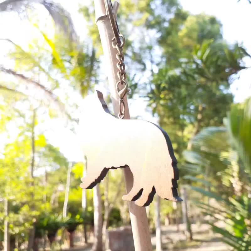 手工木作創意鑰匙圈  蘇格蘭牧羊犬 A - 鑰匙圈/鑰匙包 - 木頭 咖啡色