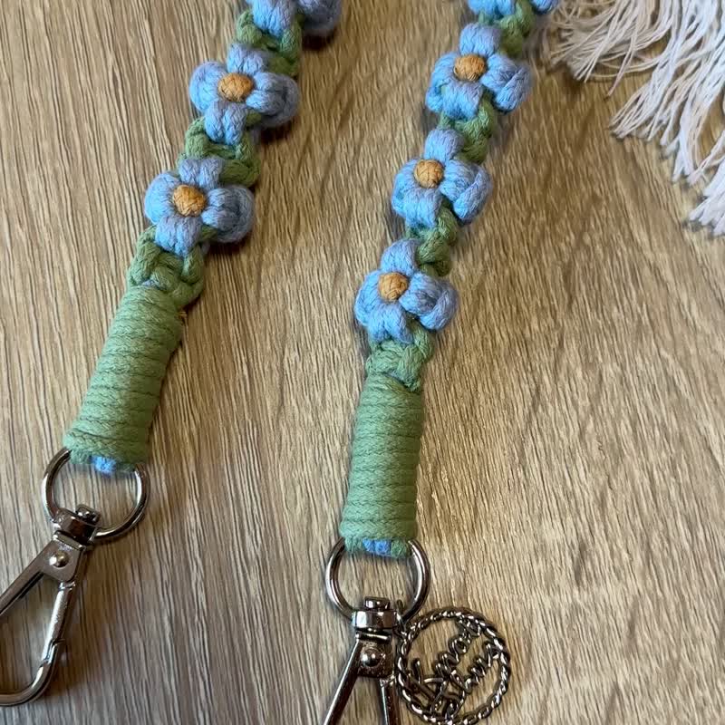 In Stock - Macrame Flower Phone Strap 4 Petal Flower - Lanyards & Straps - Cotton & Hemp 