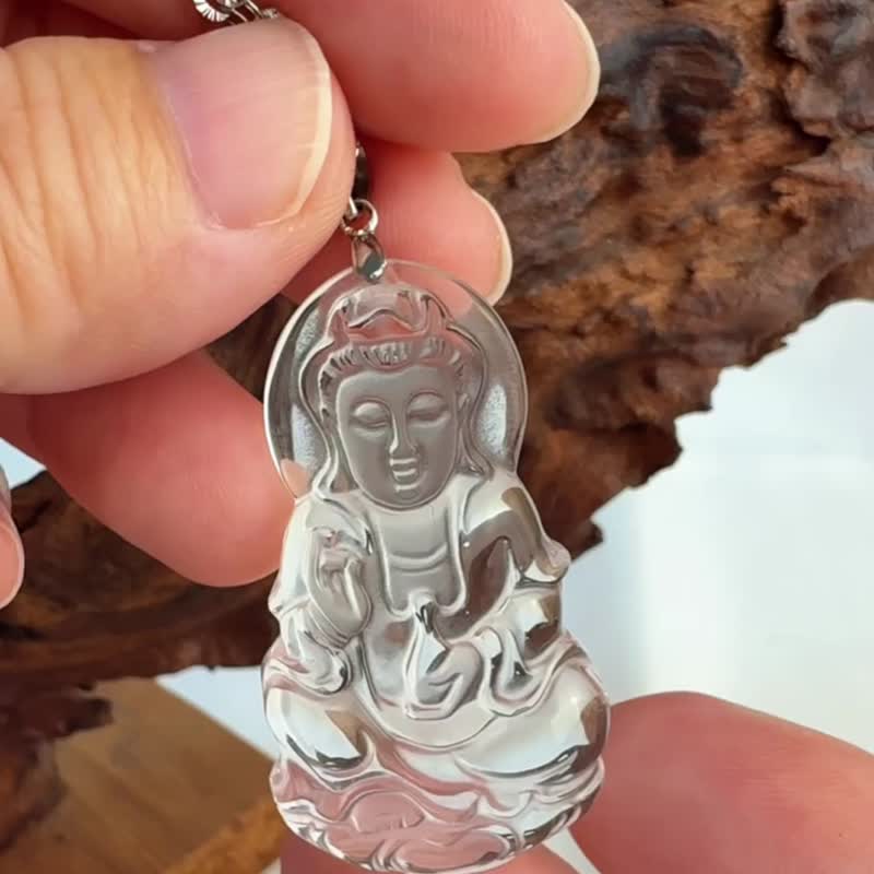 平安吉祥/淨心除穢-白水晶 觀音 菩薩 項鍊 - 項鍊 - 水晶 