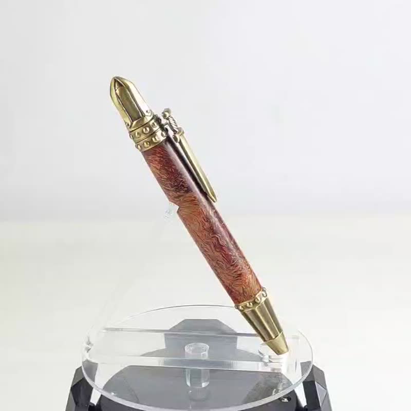 穩定木武士按壓原子筆/手工原子筆/KOBE手工筆 - 原子筆/中性筆 - 木頭 咖啡色