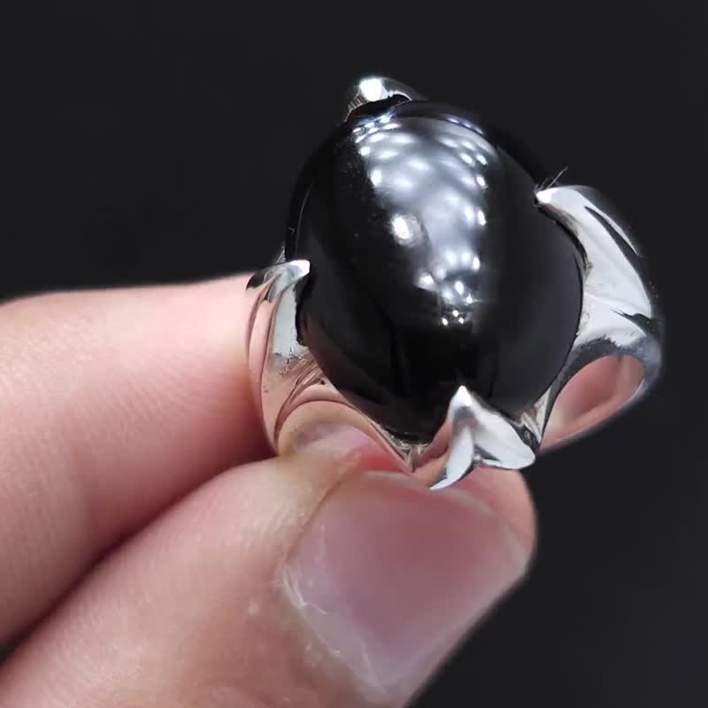 Mens Aqeeq Ring natural Agate Ring for Men Shifat Al Abad Yemeni Aqeeq Ring - 戒指 - 寶石 黑色