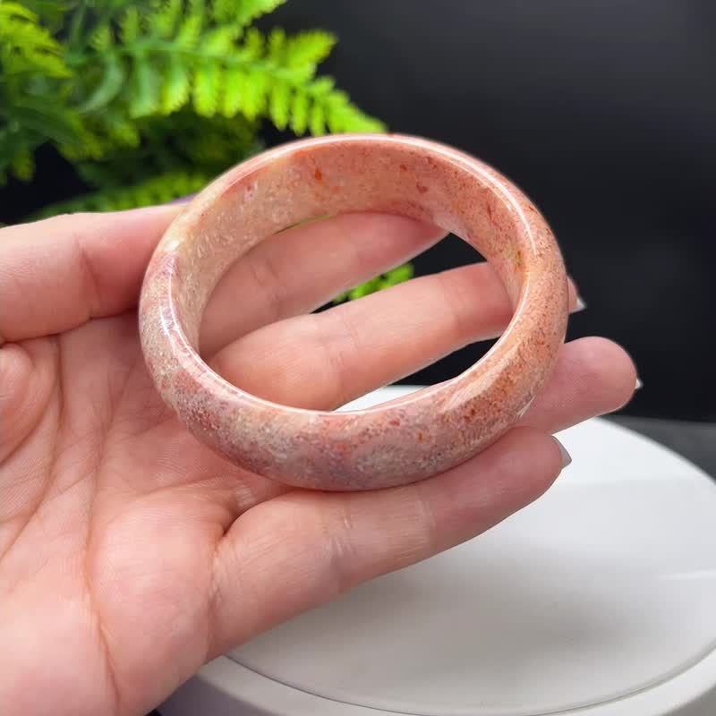 珊瑚玉手鐲 56MM 冰潤高瓷 橘紅 檸檬片飄鳳尾紋 顏色美 花紋清晰 - 手鍊/手環 - 半寶石 