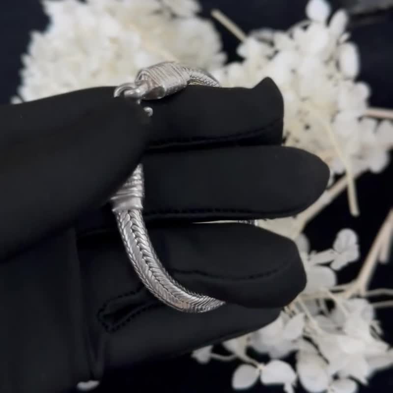 * 50805-稀有歐洲古董純銀蛇骨編織手鏈 - 項鍊 - 純銀 