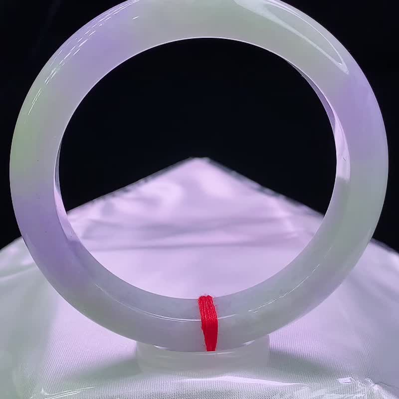 緬甸老坑 天然A貨翡翠手鐲 圈口61MM 紫羅蘭春彩水頭足 編號03988 - 手鍊/手環 - 玉石 