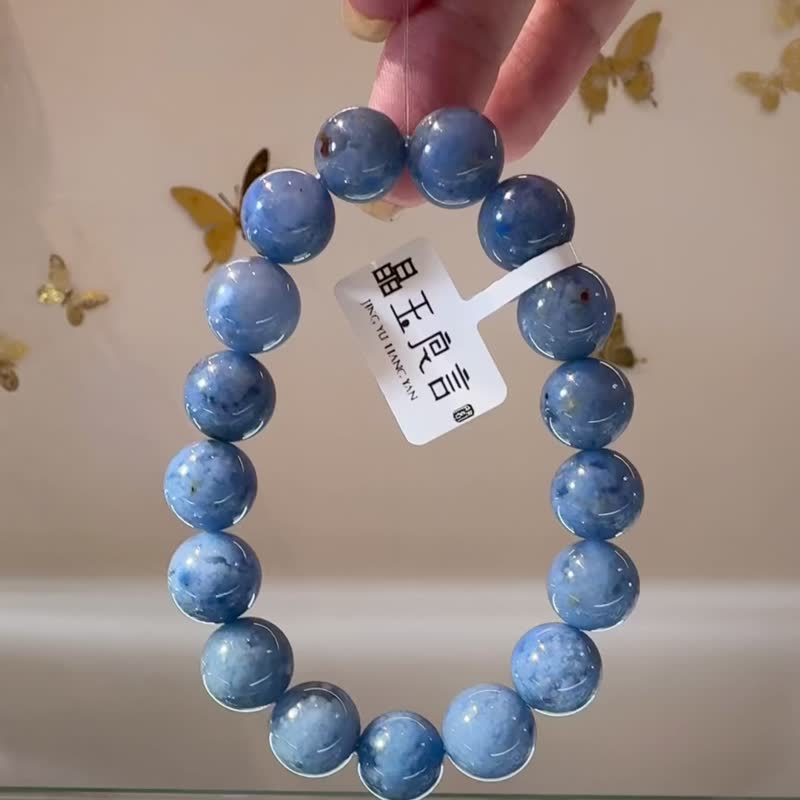 天然全滿色藍絨晶12mm41.04g手珠防甲狀腺亢進加強表能力療癒磁場 - 手鍊/手環 - 水晶 藍色