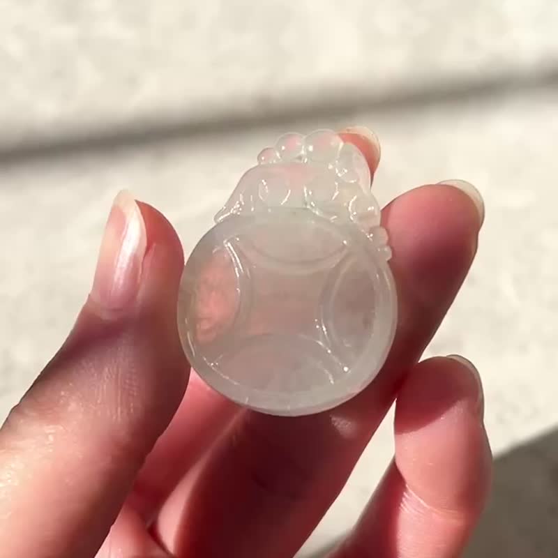 冰種 天然翡翠 緬甸 A玉 玉鐲 • 高冰種金錢翡翠吊墜 - 手鍊/手環 - 石頭 黃色