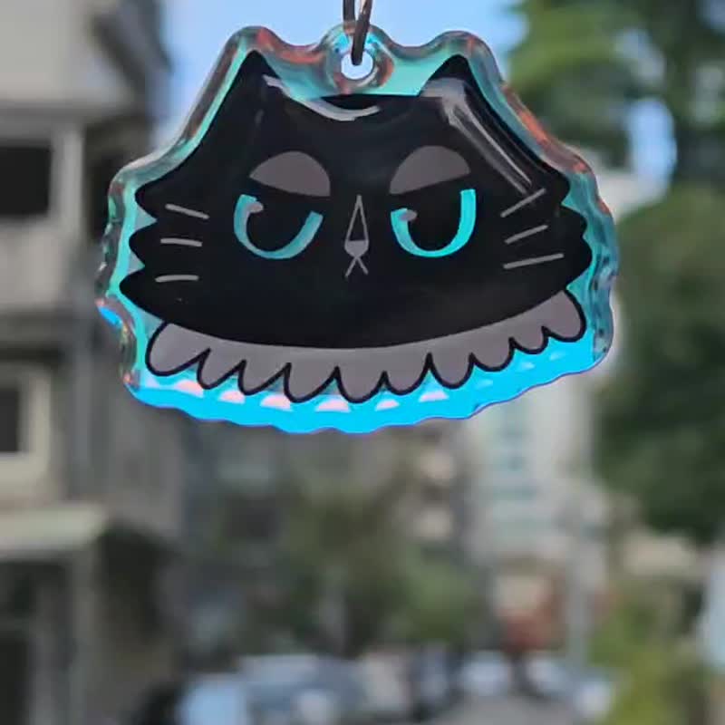 \Special Edition/Big Head Black Cat Epoxy Acrylic Pendant Keychain - Charms - Acrylic 