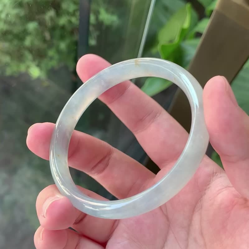 星曙 | 冰玻種藍紫撒金細正圈 / 手圍17.5-18 | 天然A貨翡翠手鐲 - 手鍊/手環 - 玉石 藍色
