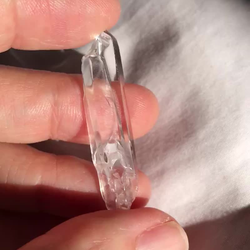 白水晶 全透體彩虹 雙尖 印記 白水晶簇 手握 - 擺飾/家飾品 - 水晶 透明