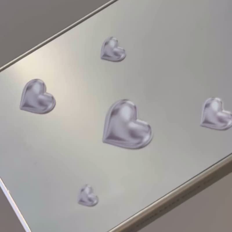 iPhone 17 | 銀色愛心鏡面MagSafe 手機殼 | Y2K 立體金屬圖案 - 手機殼/手機套 - 塑膠 銀色