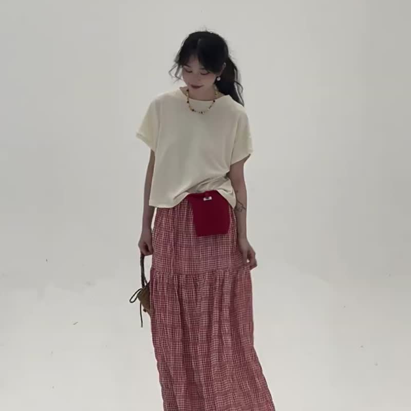 杏色 小飛袖棉短袖T恤 簡約休閒百搭寬鬆圓領上衣 - 女 T 恤 - 其他人造纖維 白色