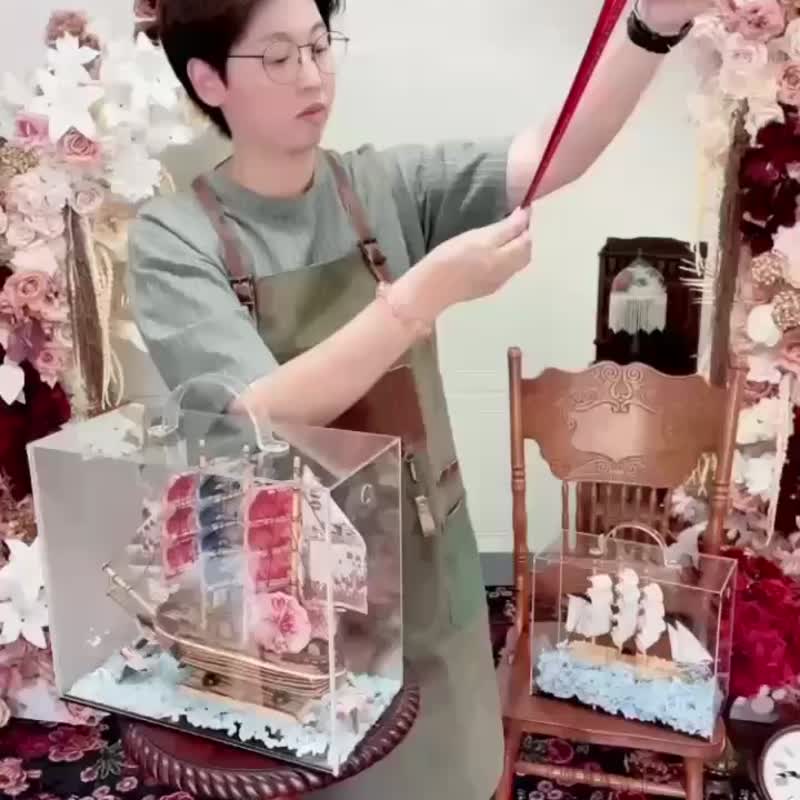 有錢花帆船/一帆風順有錢花/鈔票錢花/鈔票船/有錢花禮/開店送禮 - 擺飾/家飾品 - 木頭 透明