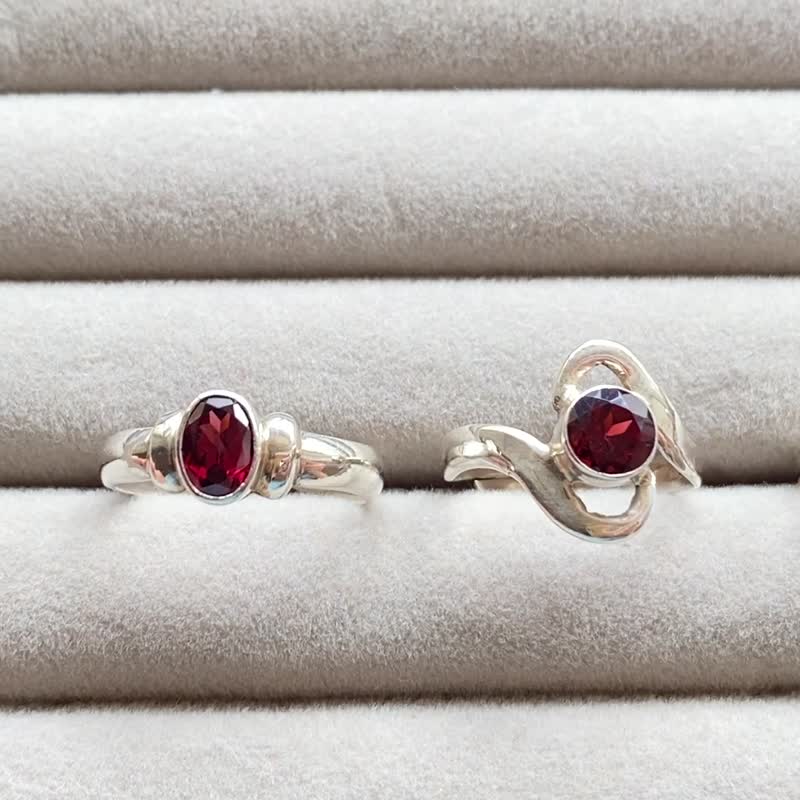 Natural Stone shape ring handmade in Nepal 925 sterling silver - General Rings - Semi-Precious Stones Red