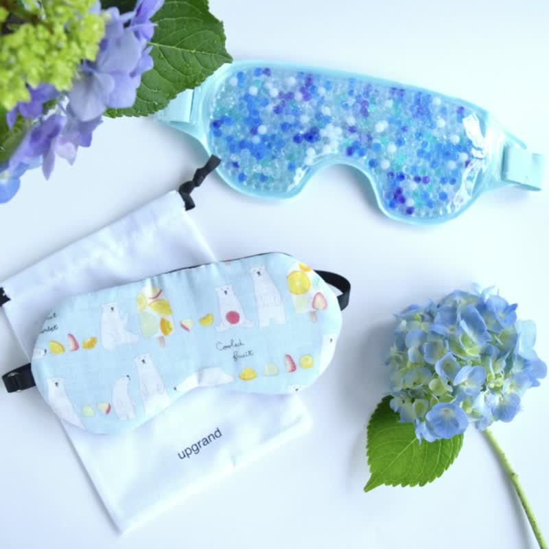 Relaxing eye mask and eye pillow set | Shirokuma Ice | Storage pouch included | Cool & Hot eye pillow - Eye Masks - Cotton & Hemp Blue