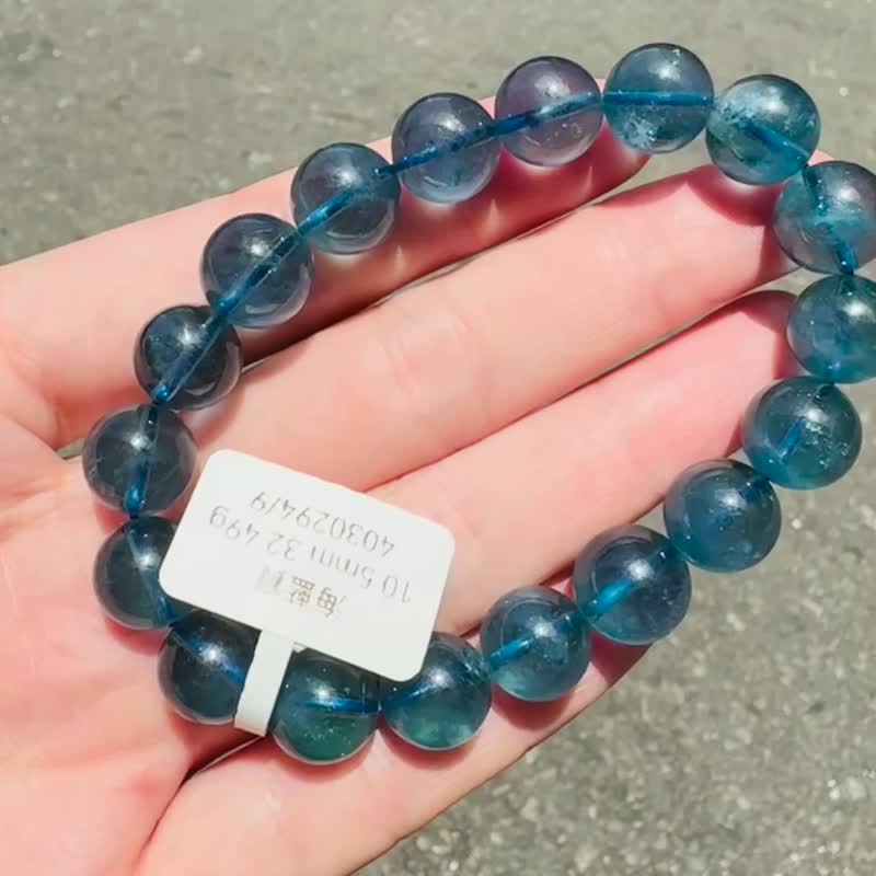 小精品濃色海藍海藍寶水晶10.5mm32.49g平衡情緒減緩壓力提高溝通 - 手鍊/手環 - 水晶 藍色