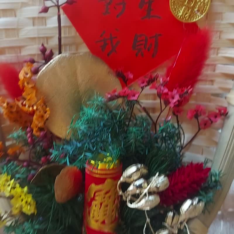 Y007 現貨 喬遷 開幕 米篩花禮 好運掛飾 新年花禮 年節吊飾 手作 - 乾燥花/永生花 - 植物．花 多色