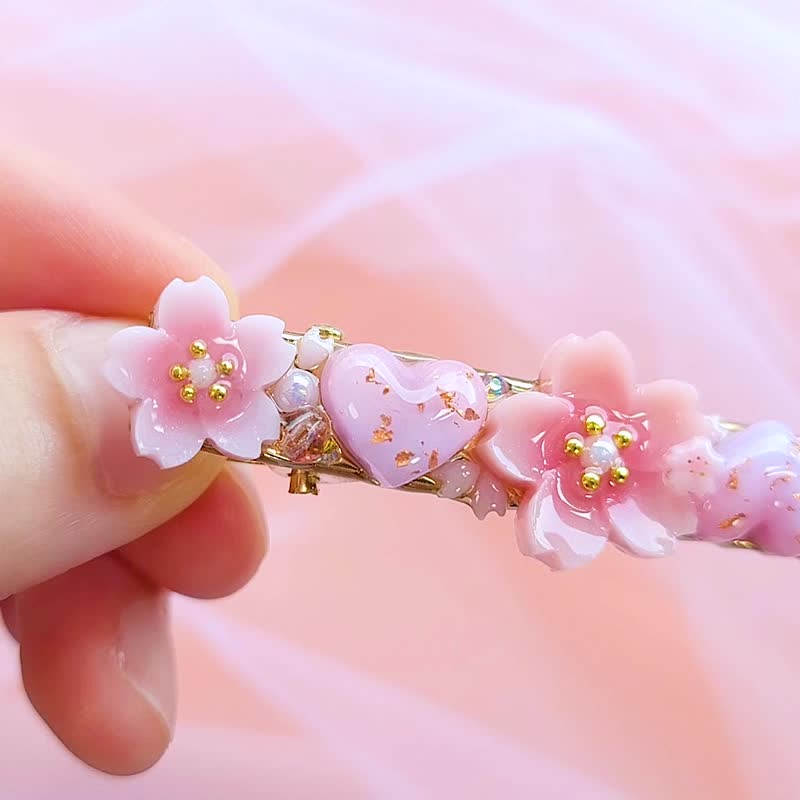 Sakura Love Hair Clip - Hair Accessories - Resin Pink