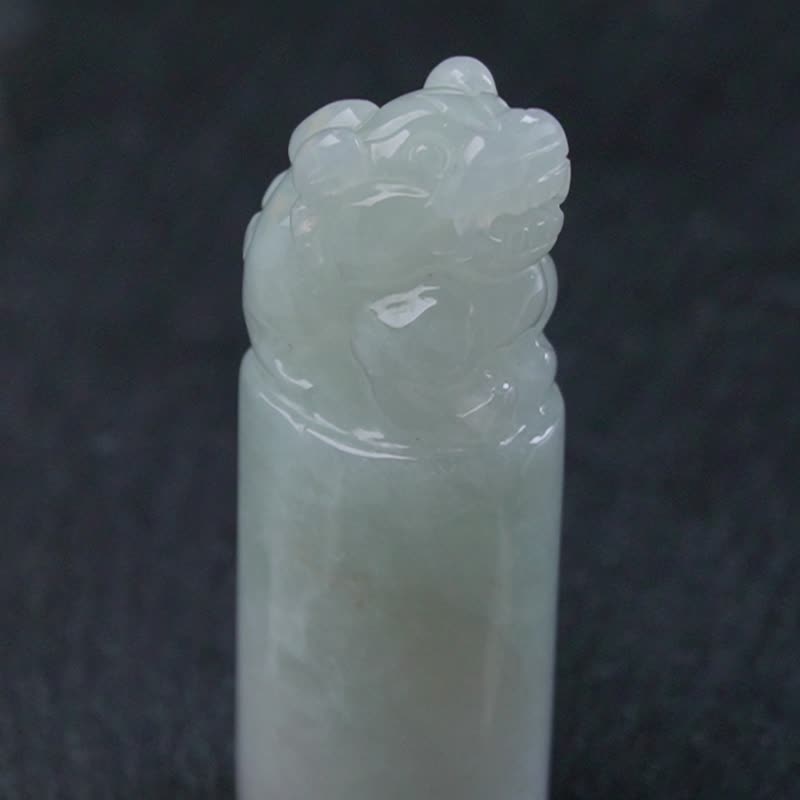 冰種翡翠貔貅玉印章 | 天然緬甸玉翡翠A貨 | 送禮 - 印章/印台 - 玉石 綠色
