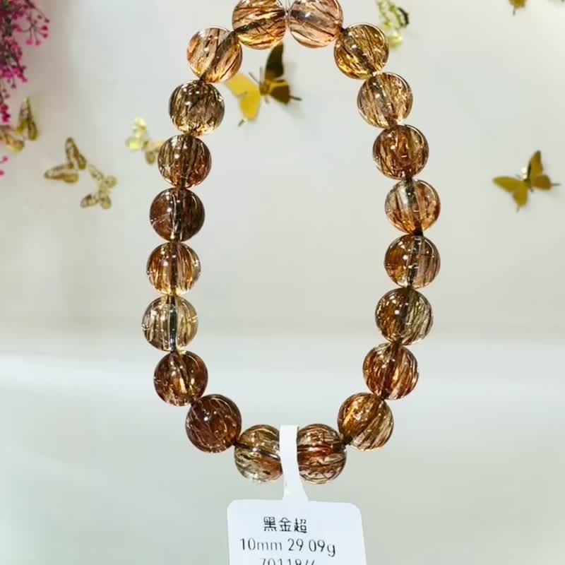 小精品招財濃色黑金超10mm29.09g旺正財招偏財貴人緣好運 - 手鍊/手環 - 水晶 金色