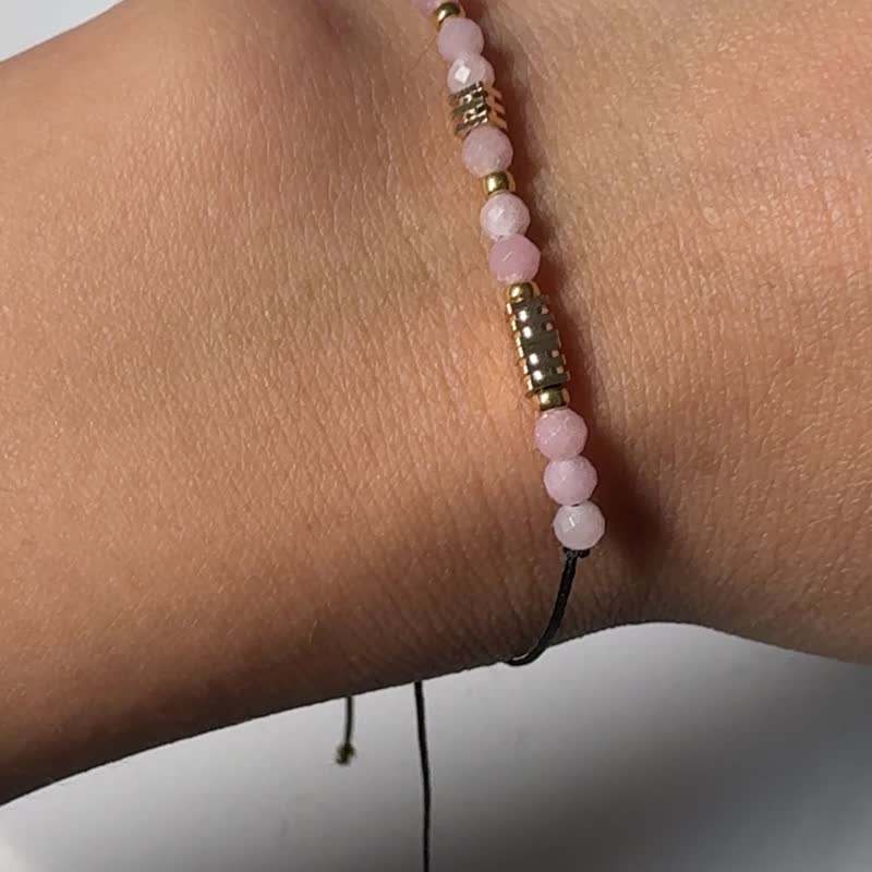 Morse Code Smile Smile Opal Faceted Beads Natural Stone Bracelet Best Friend Gift Birthday Gift - สร้อยข้อมือ - วัสดุอื่นๆ สึชมพู